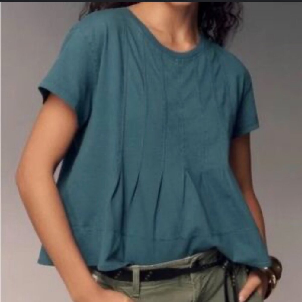 Anthropologie Teal Crop Top